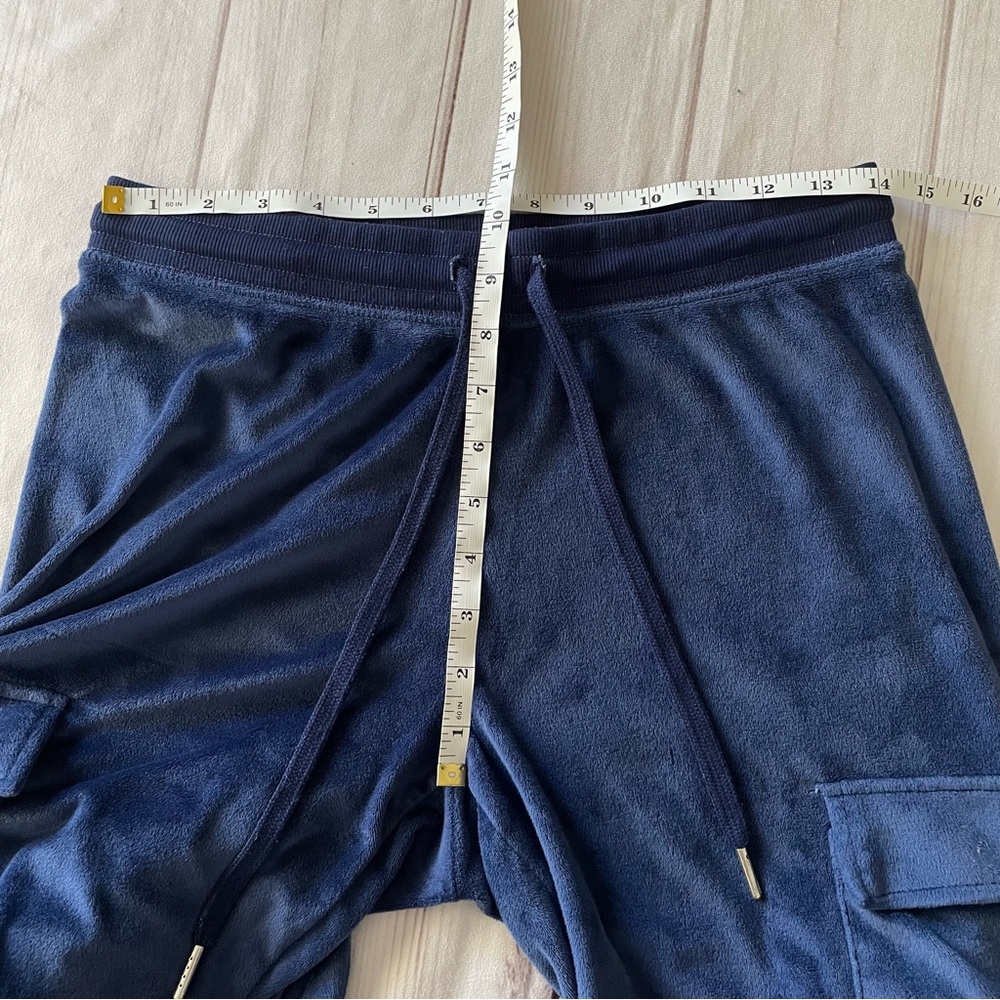 y2k 2000s Juicy Couture Cargo Utilty Velour Track Pants Women’s S Blue Big Bling - Picture 14 of 16